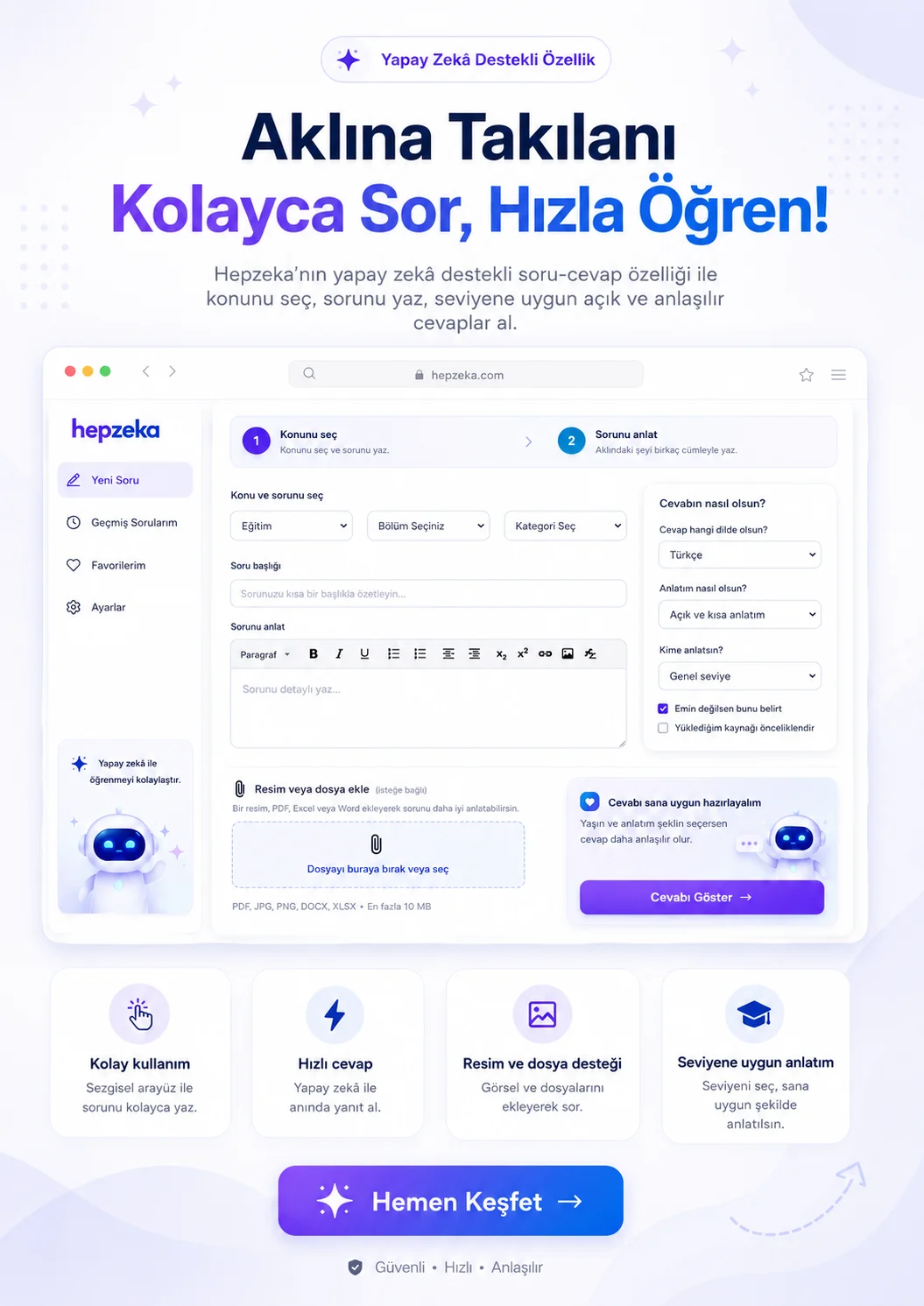 Yapay zekâ destekli soru-cevap ve resimli soru bankası oluşturma