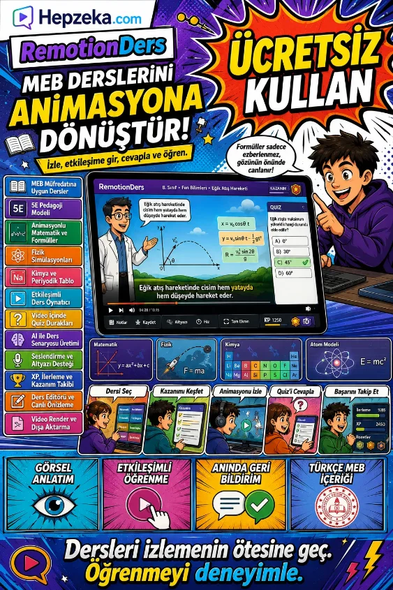 RemotionDers MEB uyumlu animasyonlu ders ve eğitim stüdyosu